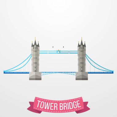 Tower Bridge simgesini beyaz arka plan üzerinde vektör çizim