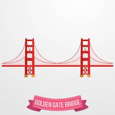 Golden Gate Bridge simgesini beyaz arka plan üzerinde vektör çizim