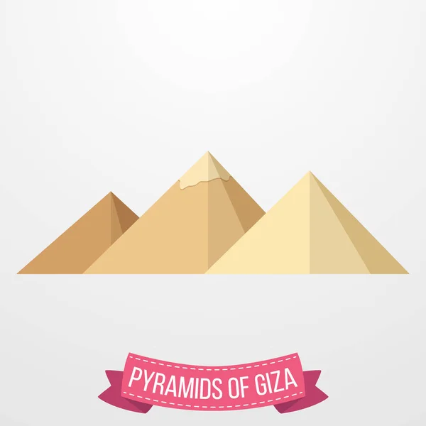 Vektorillustration Pyramiderna Giza Ikonen Vit Bakgrund — Stock vektor