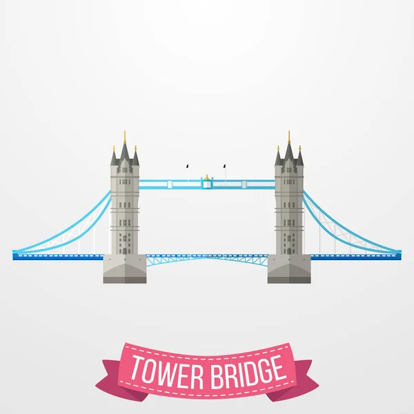 Ilustración Vectorial Del Icono Tower Bridge Sobre Fondo Blanco — Vector de stock