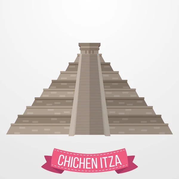 Chichen Itza Ikon Fehér Háttér Vektor Illusztráció — Stock Vector