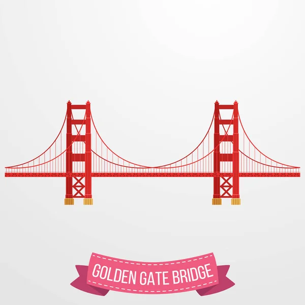 Vektorové Ilustrace Golden Gate Bridge Ikony Bílém Pozadí — Stockový vektor