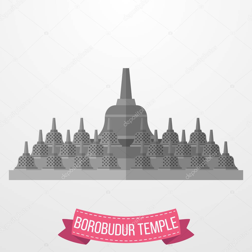 Vector illustration of Borobudur Temple icon on white background