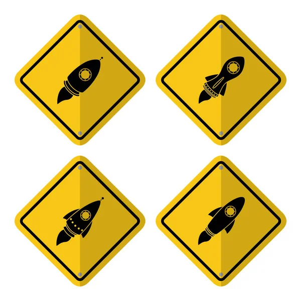 Warning Sign Icon Rocket Launch — Stock Vector