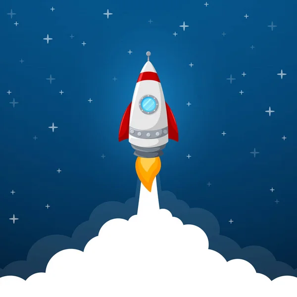 Ikona Startu Rakety Pozadí Modré Oblohy — Stockový vektor