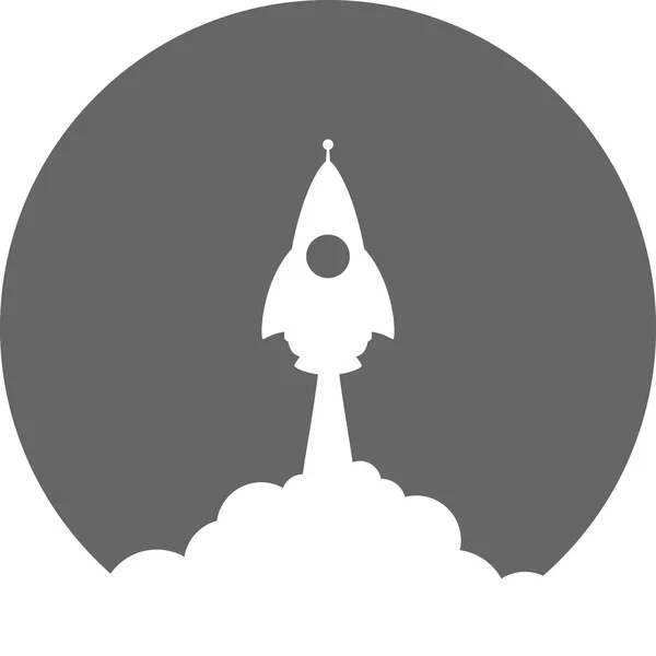 Raketenstart Symbol Auf Schwarzem Hintergrund — Stockvektor
