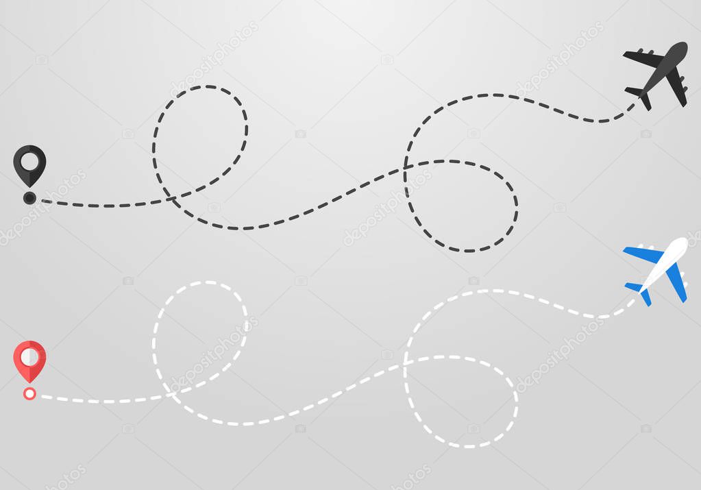 Vector illustration of Plane and track icon on a white background