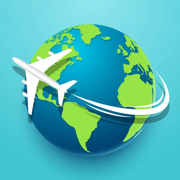 Utazási Idő Felfedezni Világot Repülőgép — Stock Vector