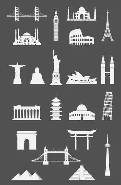 Travel Landmarks Icon Set — Stock Vector
