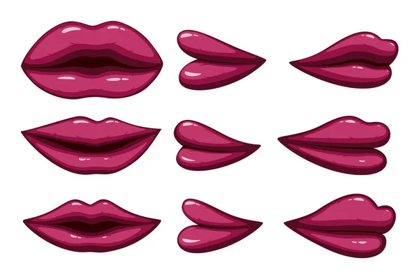 Vector Illustration Set Collection Lips Different — Stock Vector