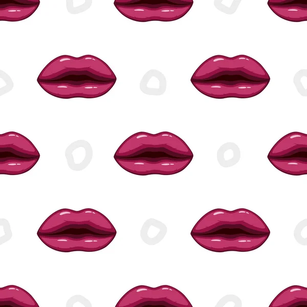 白地に紫のシームレスなパターン唇のベクトル イラスト — ストックベクタ