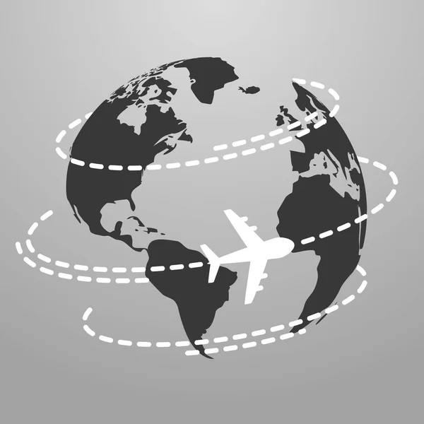 世界中の飛行機飛ぶ旅行アイコンのベクトル イラスト — ストックベクタ