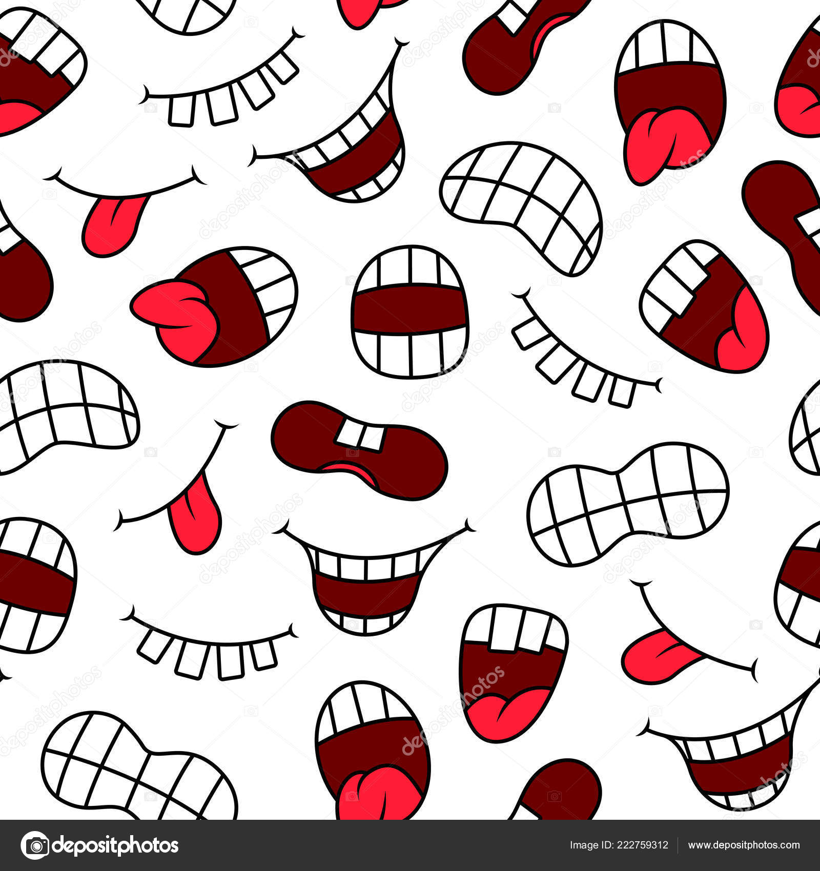 Cartoon Funny Mouth Different Expressions — Stock Vector