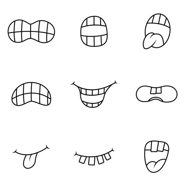 Bouche Drôle Avec Différentes Expressions — Image vectorielle