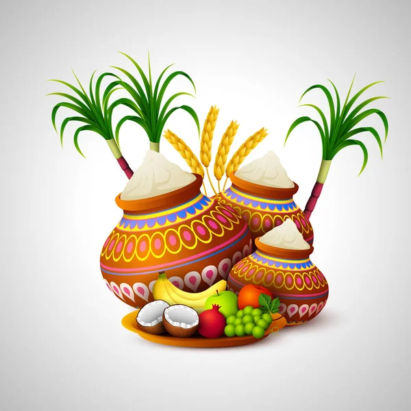 Ilustração Vetorial Celebração Festival Férias Happy Pongal — Vetor de Stock