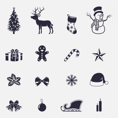 vektör çizim Noel simgelerin ayarlamak