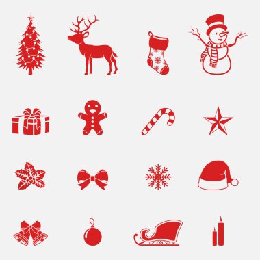 vektör çizim Noel simgelerin ayarlamak
