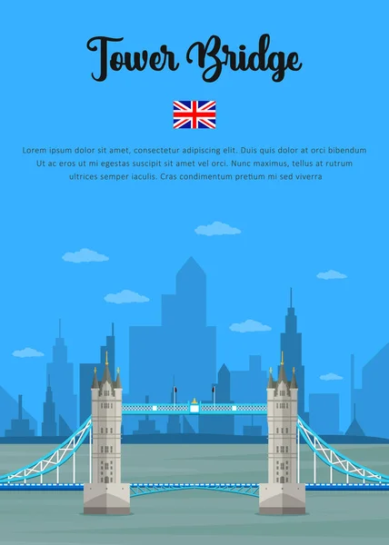Ilustración Vectorial London Tower Bridge Inglaterra — Archivo Imágenes Vectoriales