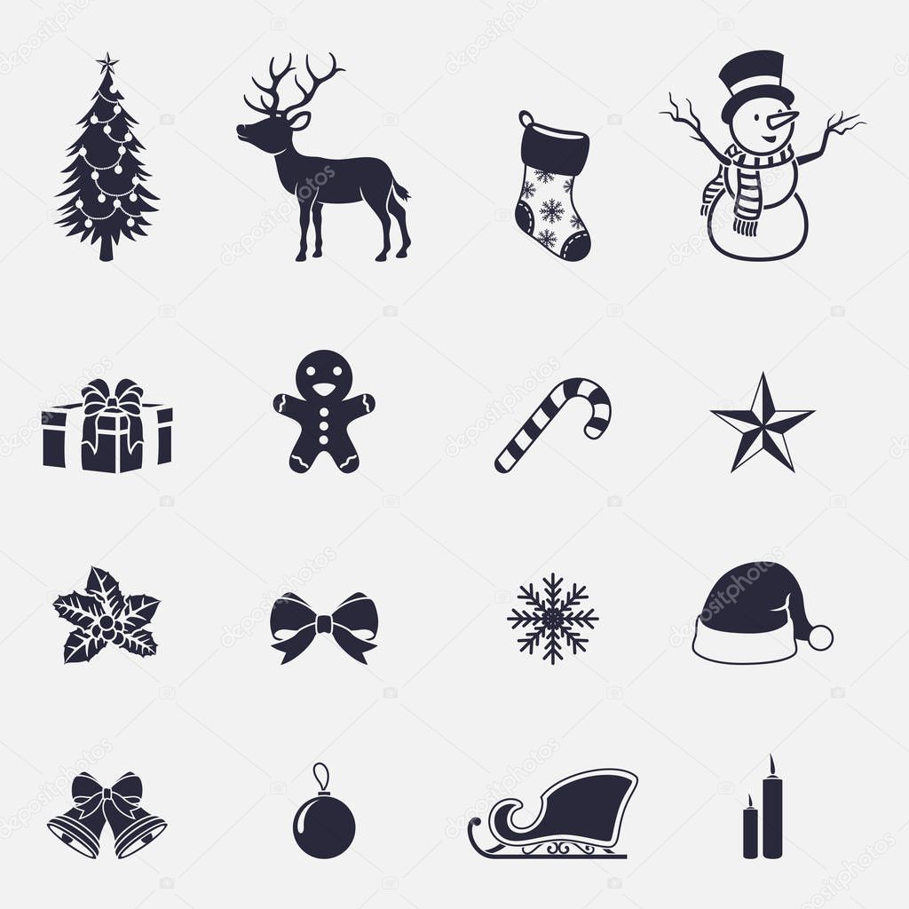 Vector illustration of Christmas icons set