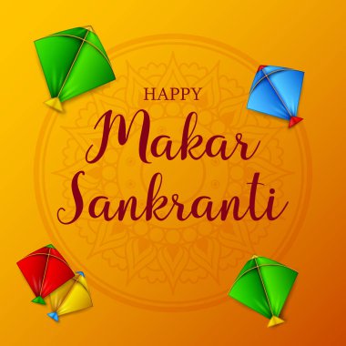 Makar sankranti tebrik kartı renkli uçurtma ile