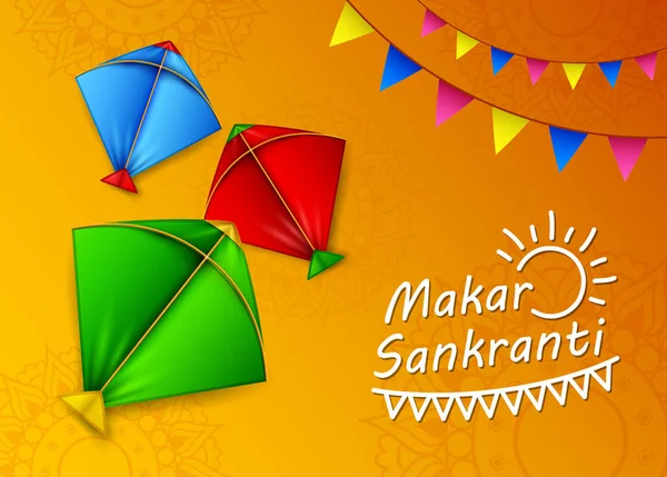 Vector Illustration Happy Makar Sankranti Greeting Card — Stock Vector