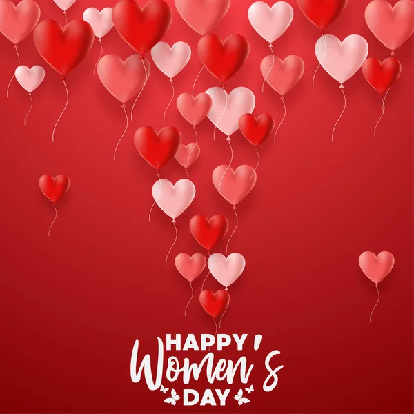 Happy International Women Day Fundal Balon Pentru Inimi — Vector de stoc