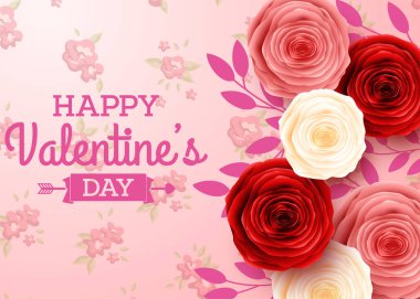 Sevgililer günü tebrik kartı çiçek arka plan ile