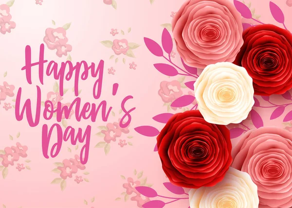 Feliz Día Internacional Mujer Con Fondo Floral — Vector de stock
