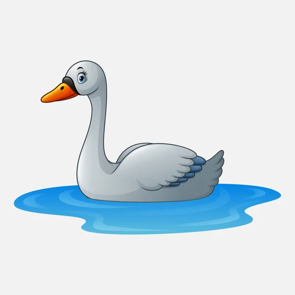 Dibujos Animados Belleza Cisne Flota Agua — Vector de stock