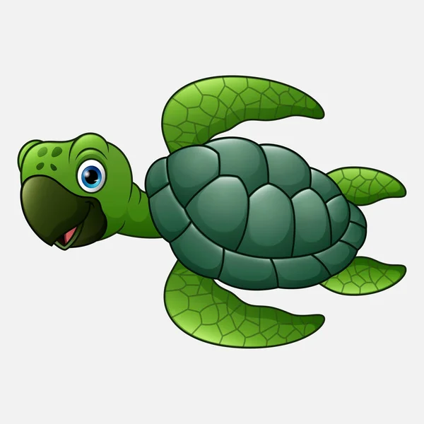 Leuke Schildpad Cartoon Witte Achtergrond — Stockvector
