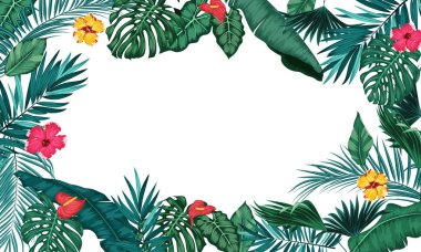 Beyaz arkaplanda yalıtılmış tropikal yapraklar