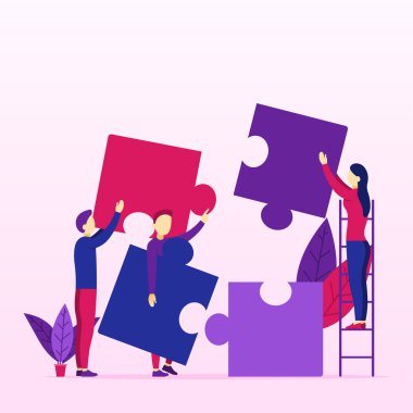 Bulmaca ile sorunu çözme genç iş insanları grubu