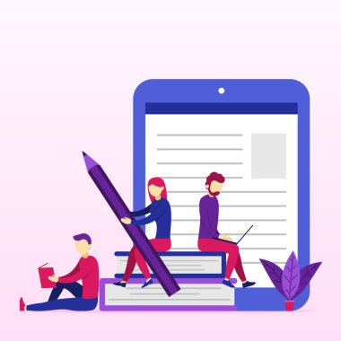 Karakterler ile online eğitim kavramı Banner