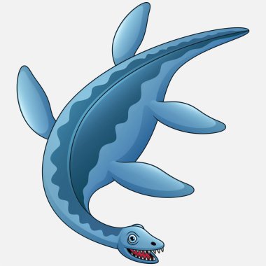 Karikatür plesiosaurus beyaz arka plan üzerinde