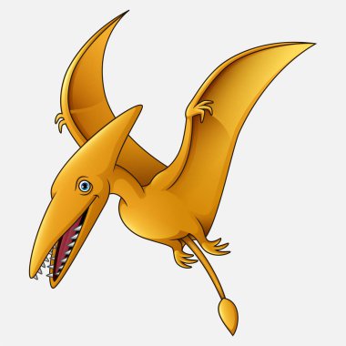 Beyaz arka planda karikatür pterozorlar