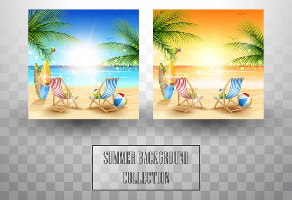 Prachtige zomer strand achtergrond collecties — Stockvector