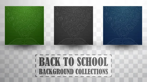 Back to school doodles in chalkboard background collections