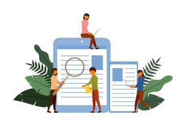 Karakter, vektör illustratio ile online anket kavramı kavramı