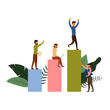 Karakterile çalışan insanların iş satış büyümesi, 