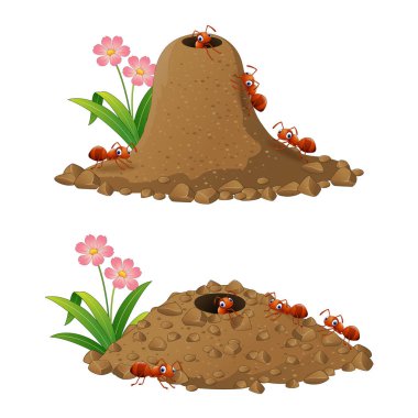 Karikatür karıncalar kolonisi ve karınca Tepesi 