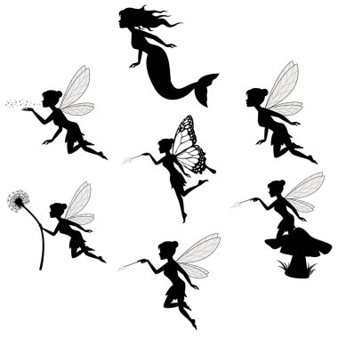 fairy silhouette collections in white backgorund clipart