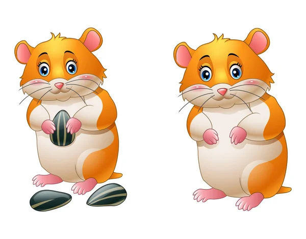 Söt hamster Cartoon illustration samling — Stock vektor