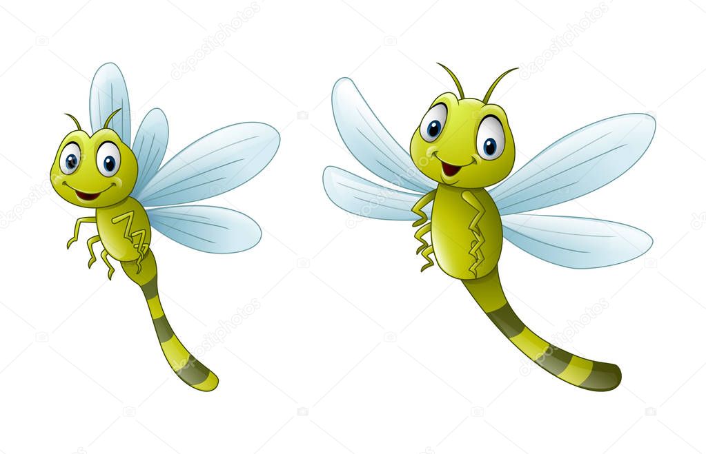 Funny cartoon dragonfly illustration collections