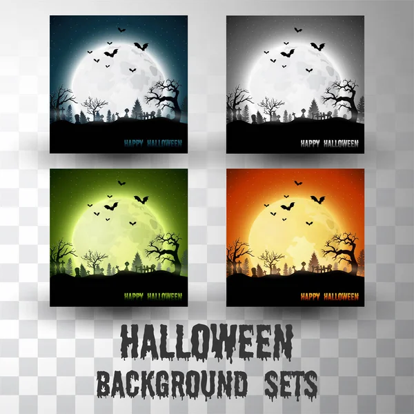 Conjuntos de fondo de silueta de Halloween con diferentes escenas de color — Archivo Imágenes Vectoriales