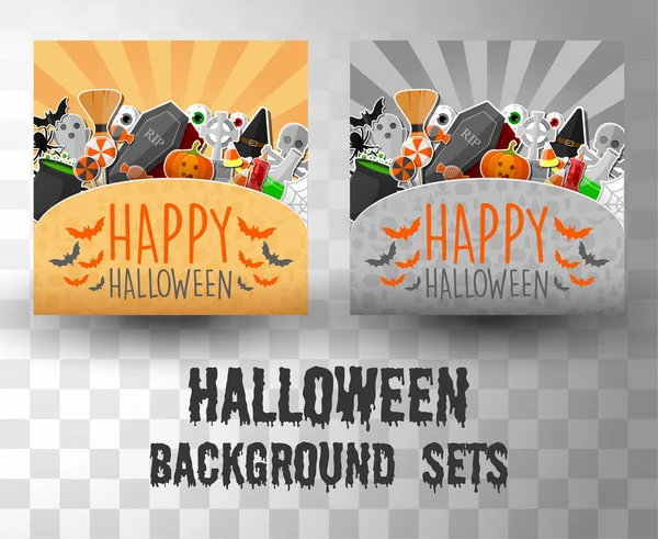 Plantilla de banner plano halloween conjuntos de fondo con 2 colores diferentes — Archivo Imágenes Vectoriales