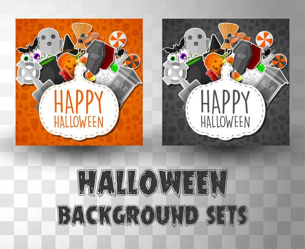 Plantilla de banner plano halloween conjuntos de fondo con 2 colores diferentes — Vector de stock