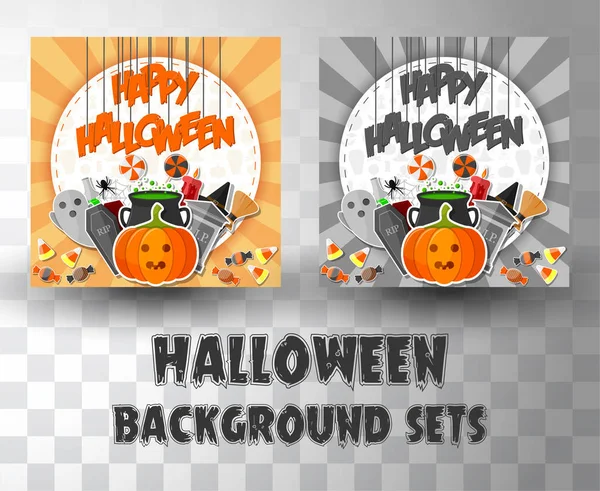 Halloween płaskie banner szablon zestawy tła z 2 różnych kolorów — Wektor stockowy