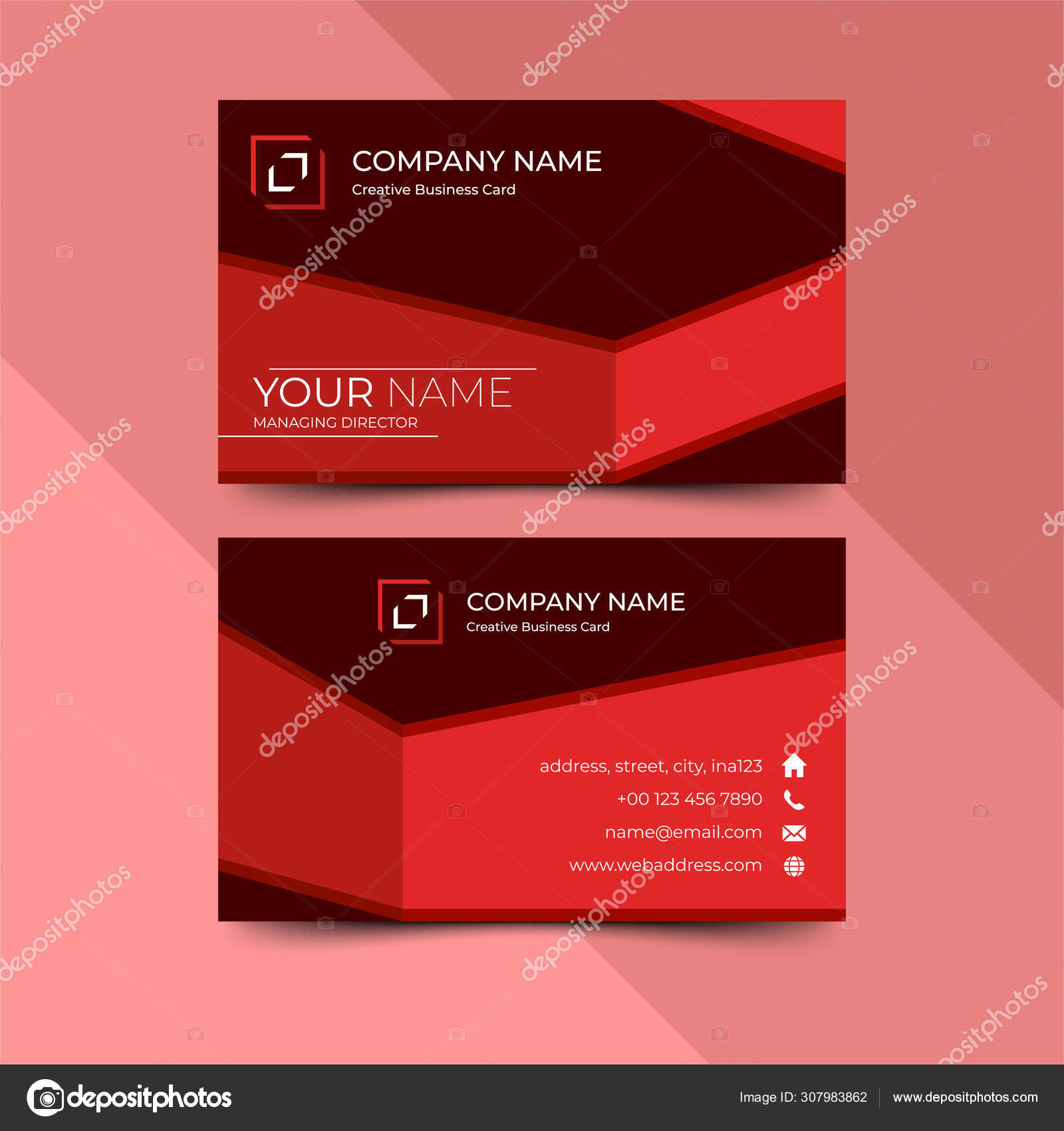 Moderne Rote Visitenkarte Design Vorlage Design Vektor Illustration Vektorgrafik Lizenzfreie Grafiken C Dreamcreation01 Depositphotos