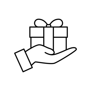 Beyaz arka plan üzerinde hediye kutusu düz simgesi, vektör çizim