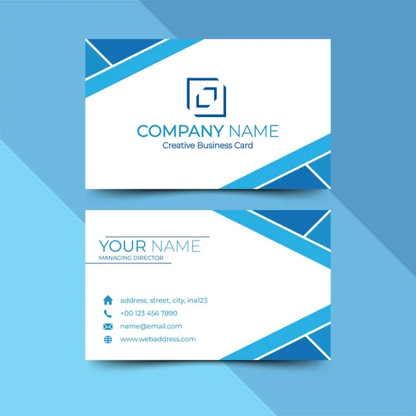 Modern blue business card design template, design vector illustration — Stock Vector